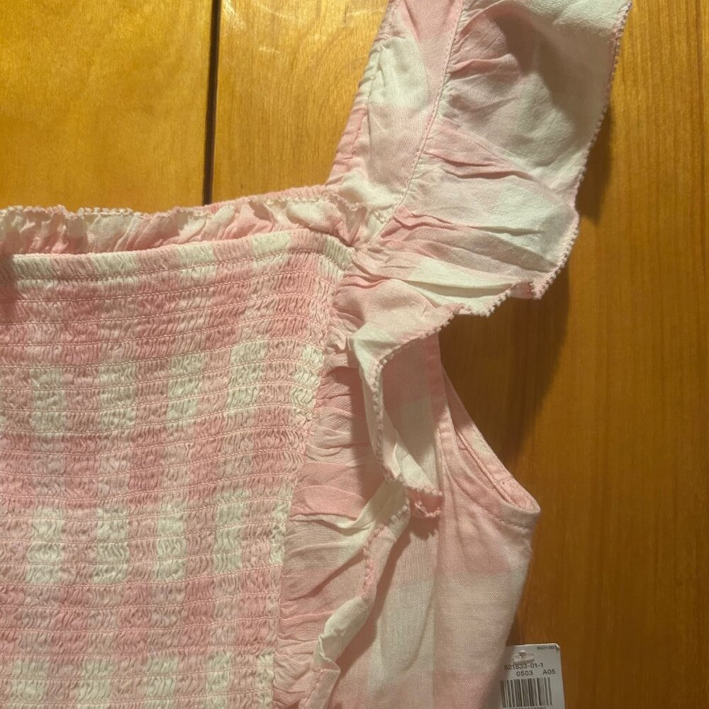 NWT Old Navy Sz 2X Pink Gingham Smocked Coquette Cottagecore Blouse - Picture 3 of 9